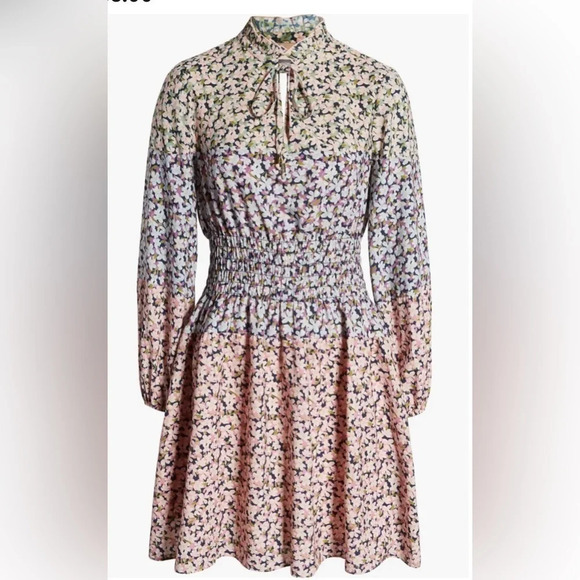 Vince Camuto Dresses & Skirts - Vince Camuto Floral Smocked Waist Long Sleeve Dress 8